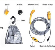 Încarcă imaginea în vizualizatorul Galerie, - Set dus auto portabil pentru camping, 12 V, cablu 5M