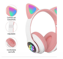 Încarcă imaginea în vizualizatorul Galerie, Casti audio Wireless, urechi de pisica, iluminare LED, Stereo