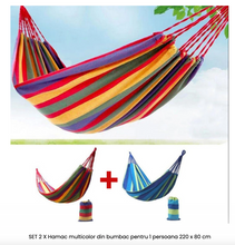 Încarcă imaginea în vizualizatorul Galerie, - SET 2 X Hamac multicolor din bumbac pentru 1 persoana 220 x 80 cm