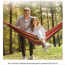 Încarcă imaginea în vizualizatorul Galerie, - SET 2 X Hamac multicolor din bumbac pentru 1 persoana 220 x 80 cm