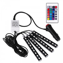 Încarcă imaginea în vizualizatorul Galerie, - Set 4 benzi LED auto cu lumina ambientala RGB si telecomanda