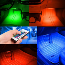 Încarcă imaginea în vizualizatorul Galerie, - Set 4 benzi LED auto cu lumina ambientala RGB si telecomanda