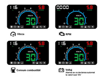 Încarcă imaginea în vizualizatorul Galerie, - Vitezometru pentru parbriz HUD E350, ecran 5.8”
