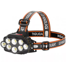 Încarcă imaginea în vizualizatorul Galerie, LANTERNA DE CAP PREMIUM CU 8 LED-URI, REZISTENTA LA APA