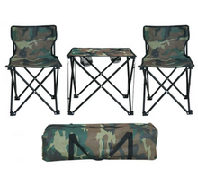 Încarcă imaginea în vizualizatorul Galerie, - Masa de camping cu 2 scaune, imprimeu camuflaj