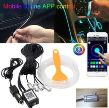Încarcă imaginea în vizualizatorul Galerie, - Banda LED lumini ambientale auto, 4 unitati, 6M, iOS, Android