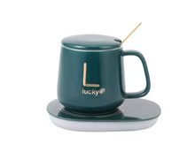 Încarcă imaginea în vizualizatorul Galerie, NOU: Cana ceramica cu incalzitor, lingurita, temperatura constanta 55 grade, 220V, 400 ml, verde