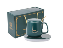 Încarcă imaginea în vizualizatorul Galerie, NOU: Cana ceramica cu incalzitor, lingurita, temperatura constanta 55 grade, 220V, 400 ml, verde