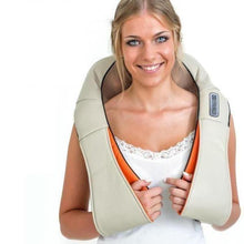 Încarcă imaginea în vizualizatorul Galerie, Aparat de masaj cervical Massager Neck, cu infrarosu si bile, 24W, piele, crem