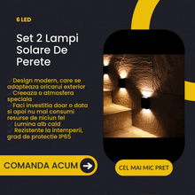 Încarcă imaginea în vizualizatorul Galerie, NOU - Set 2 Lampi Solare De Perete, 6 LED-uri Puternice si Senzor Crepuscular, Rezistente la Intemperii
