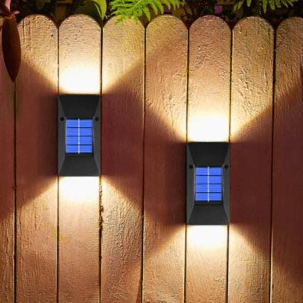 NOU - Set 2 Lampi Solare De Perete, 6 LED-uri Puternice si Senzor Crepuscular, Rezistente la Intemperii