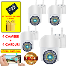 Încarcă imaginea în vizualizatorul Galerie, NOU -Set 4 Camere De Supraveghere Jortan JT8161QJ, Cu Senzor de Miscare, Conexiune Wifi, Vizualizare Live Pe Telefon + 4 Carduri 32 GB CADOU
