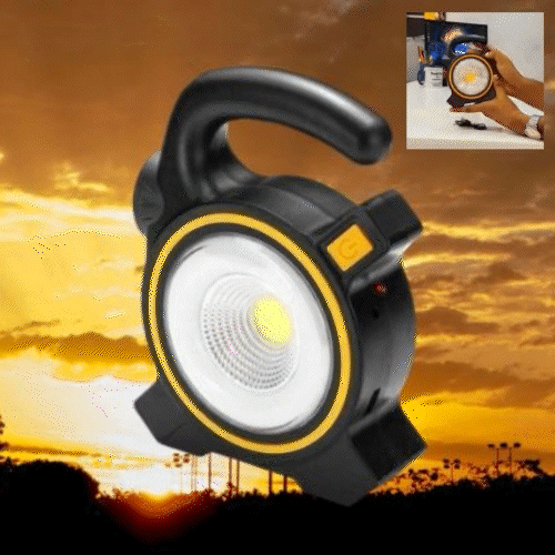 NOU - Lanterna Pentru Camping, LED 10W, Incarcare solara, USB Power Bank, Negru