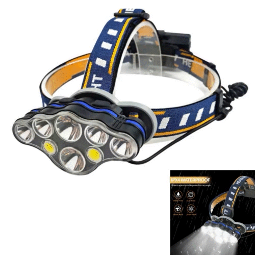 NOU - Lanterna Pentru Cap, Cu Becuri LED, Rezistenta La Apa, 8 Moduri De Iluminare, Incarcare USB