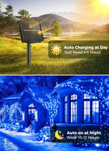 Încarcă imaginea în vizualizatorul Galerie, NOU - PROMO 1+1 GRATIS: Instalatie De Craciun, Cu Incarcare Solara, 700 LED-uri Mari, Albastru, 70 m Lungime
