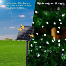 Încarcă imaginea în vizualizatorul Galerie, NOU - Instalatie De Craciun, Cu Incarcare Solara, LED-uri Mari, Rezistente La Intemperii, 500 LED, Alb Rece, 50m
