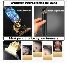 Încarcă imaginea în vizualizatorul Galerie, NOU - Masina Profesionala de Tuns Barba Si Contur, Autonomie Acumulator 120 minute, Lama Inox, Negru
