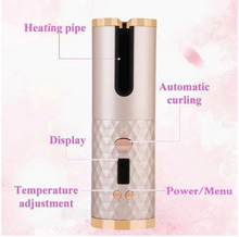 Încarcă imaginea în vizualizatorul Galerie, NOU - Ondulator Automat Fara Fir, Ceramic, Cu Afisaj LCD, Functie Power Bank, Temperatura Reglabila, Mov
