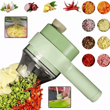 Încarcă imaginea în vizualizatorul Galerie, NOU - Maruntitor 4in1 Electric pentru Alimente Ideal pentru Taiere Carne, Legume, Fructe, Portabil, Culoare Verde
