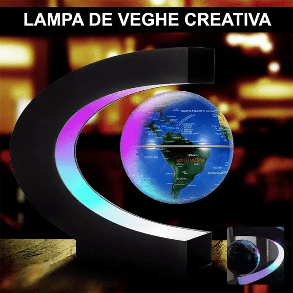 NOU - Glob Pamantesc Levitant 360 ⁰, Iluminare LED, Suport Inclus