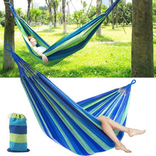 Încarcă imaginea în vizualizatorul Galerie, NOU - Hamac Pentru O Persoana, Din Bumbac Rezistent, Cu Bara De Lemn, 200x80 cm, Sac De Depozitare Inclus
