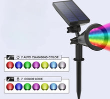 Încarcă imaginea în vizualizatorul Galerie, NOU - Proiector LED cu Incarcare Solara, Lumina Colorata, 7 Culori, Reglabil, Cu Suport de Fixare
