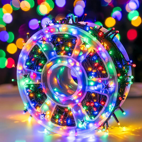 NOU - Instalatie De Craciun, Tip Rola, Cu 1000 LED-uri Mari, Interior sau Exterior, Rezistenta La Vreme Rea, 100 m, Multicolor