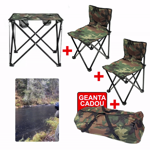 NOU - Set masa si 2 scaune pentru camping + CADOU geanta de transport