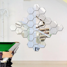 Încarcă imaginea în vizualizatorul Galerie, Oglinda Design Hexagon Silver - Oglinzi Decorative Acrilice  - Diagonala 14cm - SET 11 bucati

