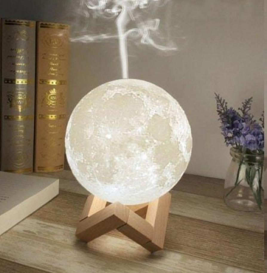 - Lampă de veghe cu umidificator, Luna Moon 3D, 880 ml + Cadou un ulei esențial aromaterapie 10ml