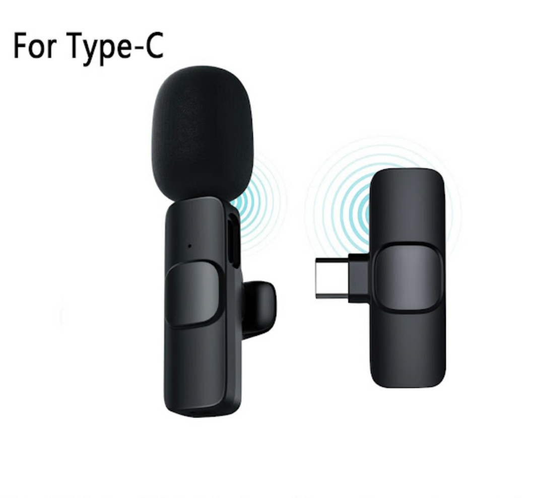 - Microfon wireless, lavaliera, interfata USB-C/ USB iPhone, Negru
