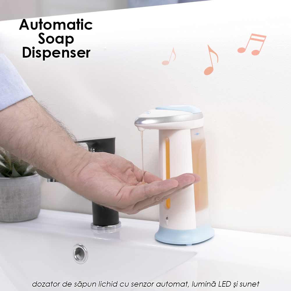 - Automatic Soap Dispenser - Dozator De Sapun Lichid Cu Senzor Automat, Lumina LED Si Sunet