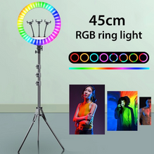 Încarcă imaginea în vizualizatorul Galerie, Selfie ring RGB, inaltime 1.80 metri, diametru 45 cm, 18 inch, telecomanda
